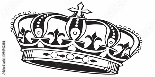 Fotografie Detailed royal crown icon with cross and ornaments heraldic monarchy authority i