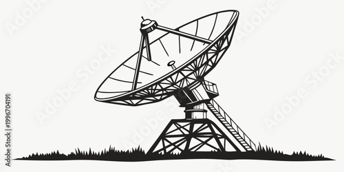 Foto Large parabolic satellite dish antenna graphic for deep space communication astr