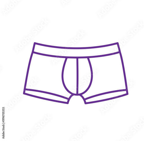 Purple line art illustration of mens briefs underwear front view  simple fashion design