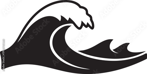 Black wave, ocean wave, surf icon, vector wave, sea graphic