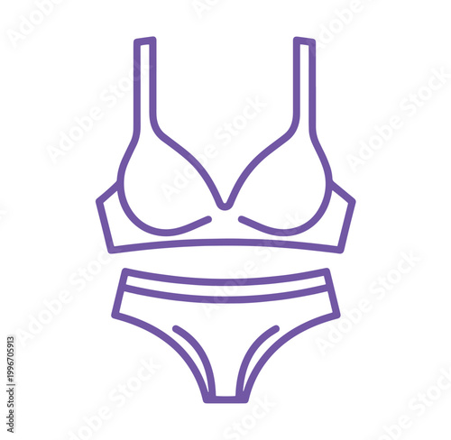 Purple lingerie set with bra and panties for women fashion