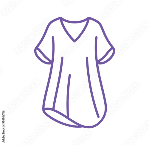 Simple line drawing of a short sleeved Vneck tshirt