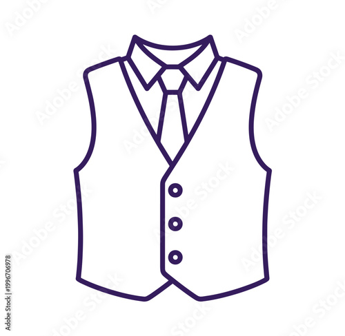 simple line drawing of a waistcoat with shirt and tie