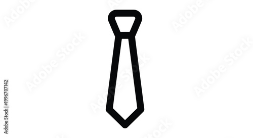 A simple black outline depicts a necktie against a white background silhouette