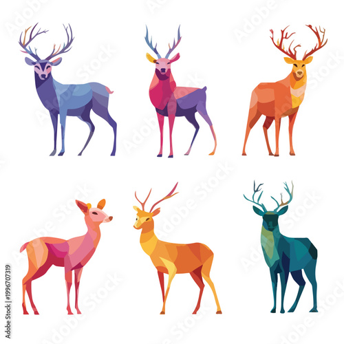 vector set of deer