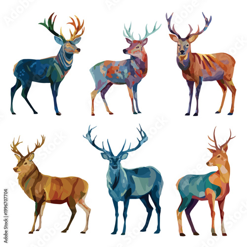 vector set of deer