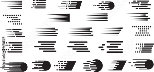 Speed Lines Vector Icons Set Fast Motion Effect Black Action Lines Comic Superhero Symbol