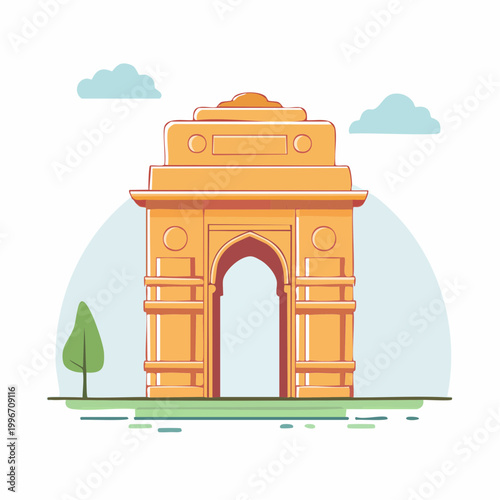 Illustration of India Gate monument in Delhi