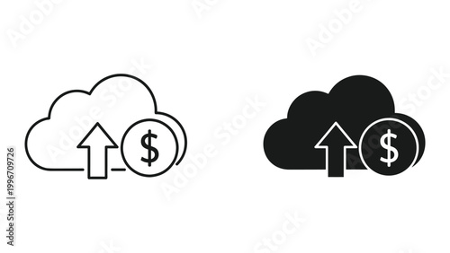 Cloud storage and money exchange concept with arrows and dollar sign