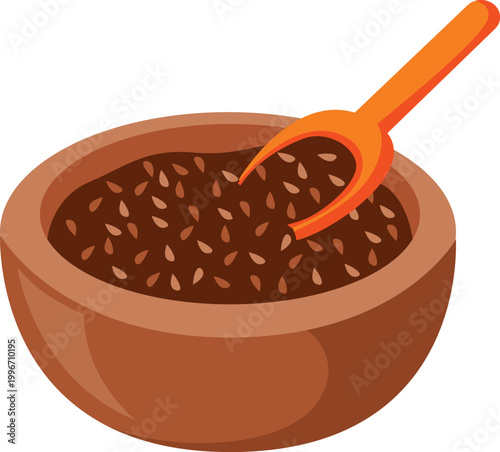 Chia seeds in bowl with wooden spoon on pink,  Wooden spoon filled with chia seeds on a white background.