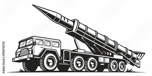 Foto Mobile ballistic missile launcher truck illustration with launcher ballistic mil