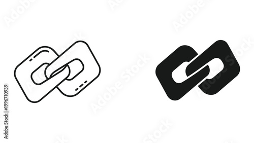 A set of two chain link icons in black and white on a white background
