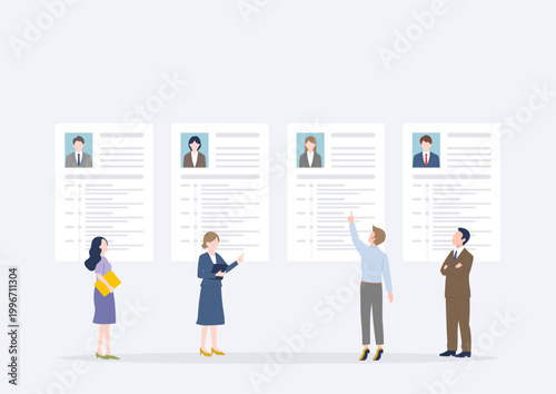 HR Team Reviewing Resumes and Screening Candidates for Recruitment