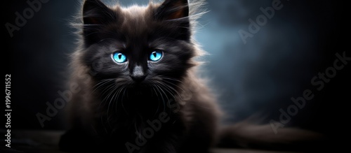 Gaze into the soul of a mystical shadow with eyes of sapphire fire.