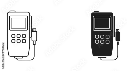 Vector illustration of a device with a usb cable and connector on a white background