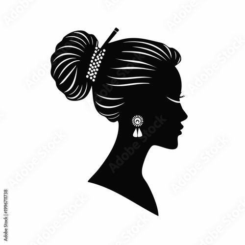 Silhouette of a Woman with Elegant Updo and Earrings