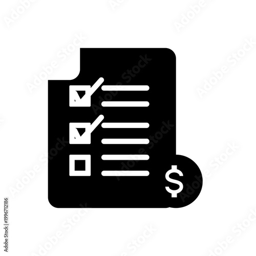 Task Checklist Finance Gylph Icon