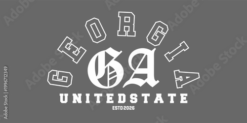Retro typography college varsity georgia slogan print for graphic tee t shirt or sweatshirt - Vector