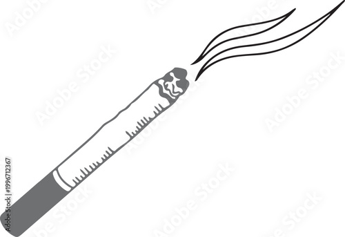Burning cigarette with smoke icon isolated on white

Smoking habit vector illustration with realistic smoke trails

Lit cigarette silhouette symbol for health warning concepts