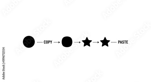 Simple visual representation of a copy and paste process using basic geometric shapes and text labels on a white background