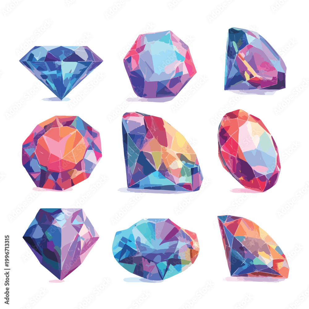 Fototapeta premium set of colorful diamond