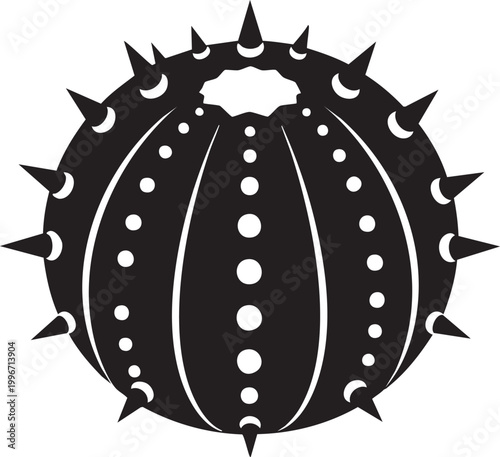 Medieval flail weapon, spiked ball and chain, black silhouette icon, vector illustration