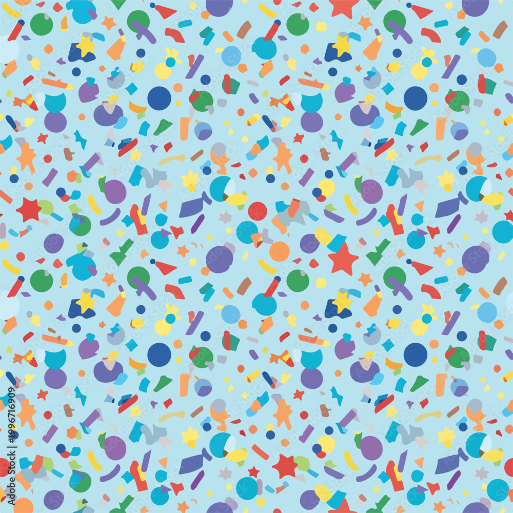 Obraz premium A colorful abstract pattern with various shapes on blue