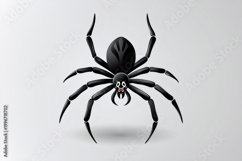 Black spider illustration with big eyes and fangs