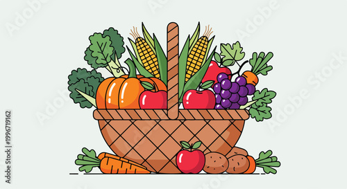 Fotografía A vibrant basket overflowing with fresh produce