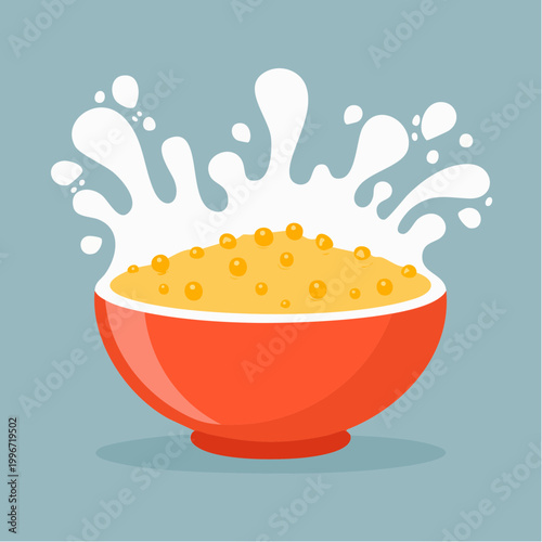 Bowl of Cereal with Milk Splash