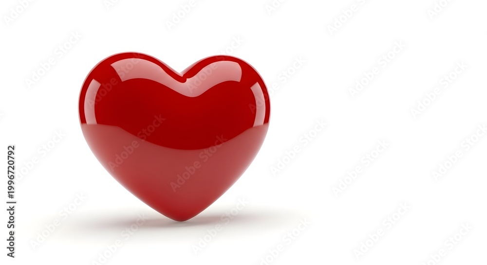 Fototapeta premium Glossy red heart isolated on white background for concepts and design
