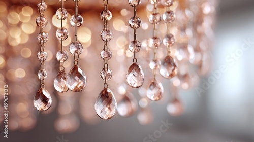 Elegant crystal chandelier with sparkling details and soft bokeh background