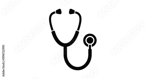 Simple black and white stethoscope vector illustration designed for medical healthcare and professional clinical diagnostic usage