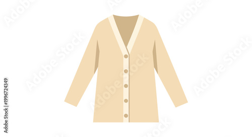 Beige cardigan, women's clothing, fashion illustration, vector sweater, long sleeve