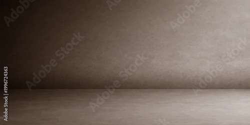 Empty interior room featuring a dark gray grunge concrete wall and aged cement floor texture for a vintage stone backdrop