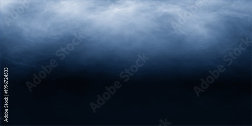 Abstract dark blue sky background featuring nature textures of light white clouds and a bright moon over a calm sea during a storm at night