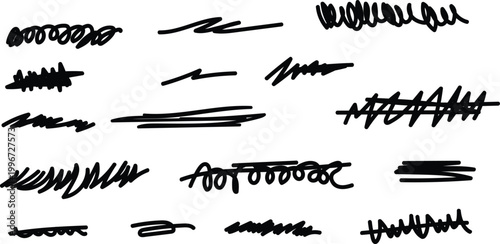 Abstract brushstroke collection black ink textures and artistic swashes