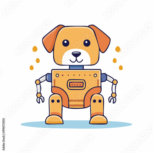 Cute Robot Dog Character Illustration