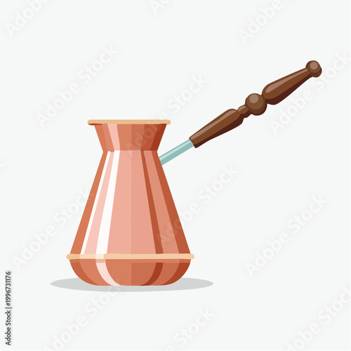 Copper Turkish Coffee Pot with Wooden Handle