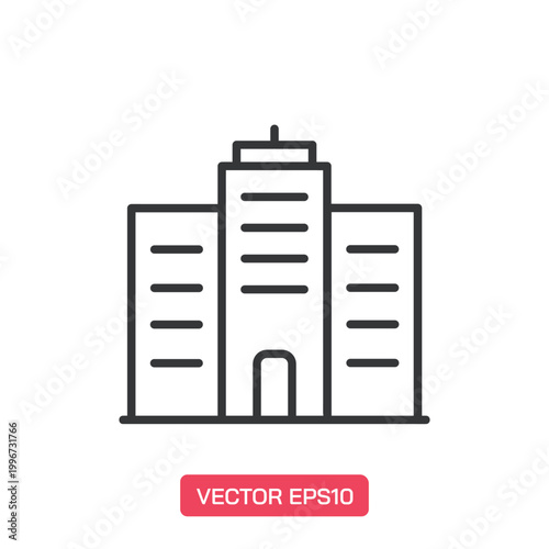 Building icon. Architecture, urban city, downtown, apartment building, residence, cityscape, skyline, real estate and more. Editable stroke.