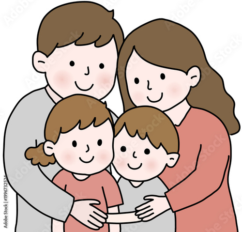 Tableau sur toile Family of four illustration png