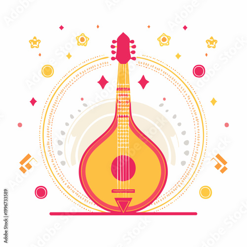 Stylized Illustration of a Portuguese Guitar