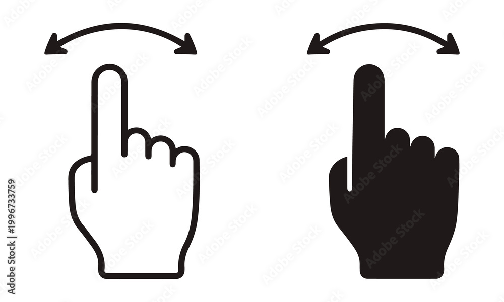 Fototapeta premium Swipe gesture hand icon set, touch screen interaction symbol, mobile navigation and user interface concept