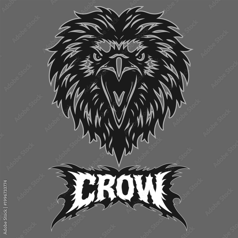 Obraz premium Vector tribal raven logo with text
