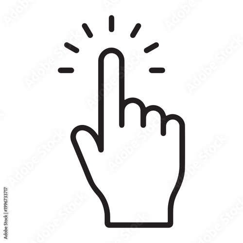 Tap gesture hand line icon, touch interaction symbol, mobile user interface click concept