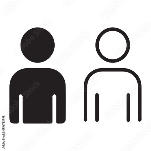 User profile icon set, person avatar symbol, human account identity and social concept