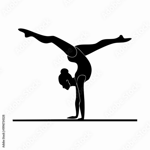 Silhouette of a gymnast performing a handstand