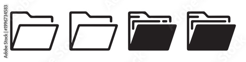 Minimalist document folder icons featuring outline and solid styles for office file management web.