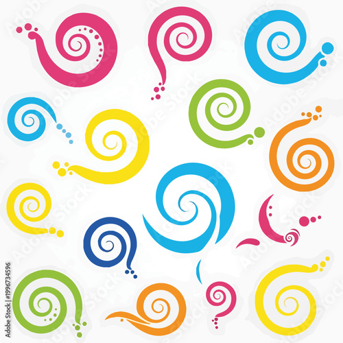 Colorful swirling shapes on white