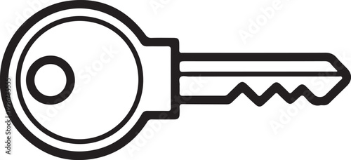 Black and white minimalist of a key inserted into a keyhole, representing access or security lock